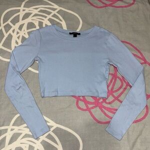 Forever 21 Blue Long Sleeve Crop Top